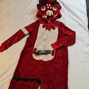 Fortnite Plush Red Tricera Ops Costume Hooded Size Teen OS Spirit Halloween